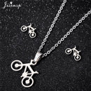 Jisensp Ecg Heartbeat Necklace Love Heart Necklaces Pendants for Women Gold Stainless Steel Jewelry Earrings Doctor Accessories