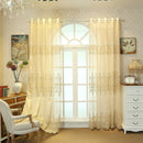 European Luxury Beige Yellow Elegance Embroidery Lace Floral Tulle Curtain For Living Room Kitchen French Window Drapes M086