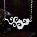 Lotus Fun Real 925 Sterling Silver Handmade Designer Original Fine Jewelry Sunset Cloud Pendant Necklace for Women