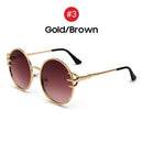 VIVIBEE Retro Skull Claw Round Sunglasses for Women Fishion 2022 Trending Product Gothic Sun Glasses Gold Metal Frame Shades