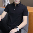 Liseaven Men 2019 Turn-down Collar T-Shirts Slim Fit Cotton T Shirts Solid Color Short T-Shirt Men's Casual Shirt Homme