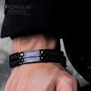 Power Ionics男士黑/蓝/红碳纤维100%纯钛磁疗手链腕带，改善血液循环