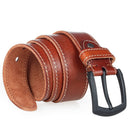 MEDYLA brand mens belt high quality natural genuine leather belts for men hard metal matte black pin buckle real leather belt