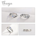 Thaya 天然蓝光月光石戒指 情侣浪漫戒指 100% S925 纯银盔甲指环 女士复古优雅饰品