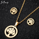 Jisensp Ecg Heartbeat Necklace Love Heart Necklaces Pendants for Women Gold Stainless Steel Jewelry Earrings Doctor Accessories