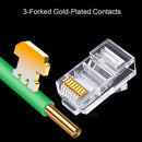 OULLX 20/50/100个RJ45连接器 6U镀金穿透式以太网电缆模块插头网络RJ-45水晶头 Cat5 Cat5e