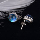 ITSMOS Blue Round Crystal Stud Earring 100% s925 silver Wave Lace Simple Elegant Earring for Women Gemstone Jewelry Gift