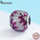 BAMOER Spring Collection 925 Sterling Silver Maple Leaves Clear CZ Beads fit Charm Bracelet &amp; Necklaces DIY Jewelry SCC570