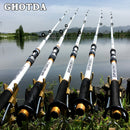GHOTDA 新设计白色纺车渔竿 FRP + 碳纤维伸缩渔竿 2.1-3.6 米