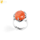 CSJA New Women Finger Rings Oval Natural Stone Cabochon Tiger Eye Opal Unakite Pink Quartz Lapis Lazuli Chakra Wedding Ring E583