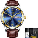 2022 New LIGE Blue Casual Mesh Belt Fashion Quartz Gold Watch Mens Watches Top Brand Luxury Waterproof Clock Relogio Masculino