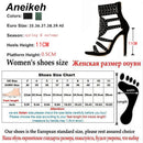 Aneikeh 女士时尚露趾水钻设计高跟凉鞋水晶脚踝缠绕亮片钻石角斗士款 黑色 尺码 35-42