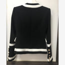 HIGH STREET New Fashion 2023 Designer Blazer Women's Classic Black White Color Block Metal Buttons Blazer Jacket Outer Wear