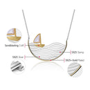 Lotus Fun Real 925 Sterling Silver Handmade Designer Fine Jewelry Creative Gold Sailboat Necklace for Women Acessorio Collier