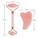 Natural Rose Quartz Facial Roller Massage Guasha Tool Set Face Beauty Slimming Anti Wrinkle  Cellulite Massage Set With Gift Box