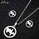Jisensp Ecg Heartbeat Necklace Love Heart Necklaces Pendants for Women Gold Stainless Steel Jewelry Earrings Doctor Accessories