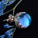 ITSMOS Blue Round Crystal Stud Earring 100% s925 silver Wave Lace Simple Elegant Earring for Women Gemstone Jewelry Gift