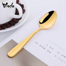 8pcs Tea Spoons Stainless Steel Coffee Spoon Creative Gold Mini Spoon Colorful Dessert Ice Cream Scoop Dinnerware Set for Party