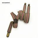 NEW Bronze 3 clip buckle suspenders elastic strap 4 stripes retro women&