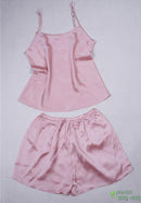 Women 100% Natural Silk 16 momme satin silk Camisole with Shorts Pajama Set Sleepwear M-2XL YM004