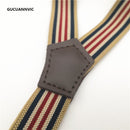 NEW Bronze 3 clip buckle suspenders elastic strap 4 stripes retro women&