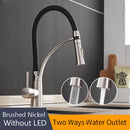 Kitchen Faucets with Rubber Design Chrome Mixer Faucet for LED Kitchen Single Handle Pull Down Deck Mounted Crane for Sinks 7661