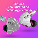 CCA C10 耳机 4动铁+1动圈混合技术 HiFi 入耳式音乐 DJ 游戏运动耳机 主动降噪监听耳机