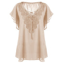 Plegie Large Size Lace Patchwork Shirt Womens Tops and Blouses Short Sleeve Big Size Blusas Femininas Blusas Mujer De Moda 2022