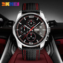 SKMEI Fashion Sport Mens Watches Top Brand Luxury Leather Strap 5Bar Waterproof Quartz Wristwatches Relogio Masculino 9106