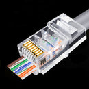 OULLX 20/50/100个RJ45连接器 6U镀金穿透式以太网电缆模块插头网络RJ-45水晶头 Cat5 Cat5e