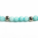 8mm Faced Natural Blue Chalcedony 108 Mala Beads Bracelet Buddhist Om Charm Bracelet For Women Handmade Men Bangle Jewelry Gift