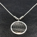 2022 Flower of Life Crystal Stainless Steel Chain Necklace Women Silver Color Bead Long Necklace Jewelry colgante mujer N129S02