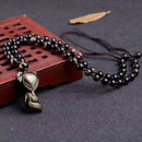 Wholesale Gold Black Natural Obsidian Stone Necklace Nine Tail Lucky Fox Pendant For Women Men Fashion Jewelry JoursNeige