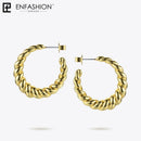 Enfashion Pure Form Twist Hoop Earrings Circle Gold Color Small Round Hoops Earings For Women Fashion Jewelry Aros EF181082