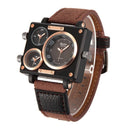 Oulm Watch Luxury Brand Men Fabric Srap Quartz Watch Clock Male Multiple Time Zones Square Sports Watches relogio masculino