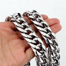 Custom Length 16/19/21mm Width Heavy Silver Color Cut Curb Cuban Chain 316L Stainless Steel Mens Necklace Or Bracelet 7''-40''