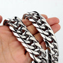 Custom Length 16/19/21mm Width Heavy Silver Color Cut Curb Cuban Chain 316L Stainless Steel Mens Necklace Or Bracelet 7''-40''