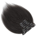 YVONNE Kinky Straight Clip In Human Hair Extensions Brazilian Virgin Hair Natural Color 7 Pieces/set 120g