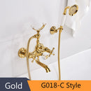 Bathtub Faucets Luxury Gold Brass Bathroom Faucet Mixer Tap Wall Mounted Hand Held Shower Head Kit Shower Faucet Sets HS-G018