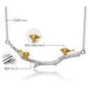 Lotus Fun Real 925 Sterling Silver Natural Original Handmade Fine Jewelry 18K Gold Bird on Branch Necklace for Women Gift Bijoux
