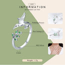 WOSTU Authentic 925 Sterling Silver Hummingbird &amp; Leaves Ring For Women Nature Style S925 Silver Jewelry Gift CQR323