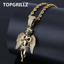 TOPGRILLZ 嘻哈男女项链镀金镶钻微铺CZ天使吊坠项链爱之祝福礼品