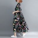 Oversized Floral Print Cotton Casual Woman Dress Summer Flower Boho Beach Dress for Women Loose Long Ladies Dresses 2021