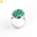 CSJA New Women Finger Rings Oval Natural Stone Cabochon Tiger Eye Opal Unakite Pink Quartz Lapis Lazuli Chakra Wedding Ring E583