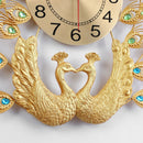 Double Peacock Wall Clock Modern Design Home Decor Art Wall Watch Living Room Bedroom Silent Clock Wall Metal Digital Clocks