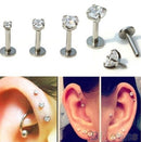 Gold Color Steel Rose Labret Lip Ring Zircon Anodized Titnium Internally Threaded CZ Gem Monroe 16G Tragus Helix Ear Piercing