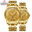 CHENXI Creative Golden Men's Quartz Wristwatches Women Men Full Steel Luxury Clock Brand Watches lovers' Waterproof Gold Watch