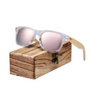 BARCUR Classic Bamboo Sunglasses Wood Transparent Plastic Frame Women Men Polarized Sun Glasses With Box Free