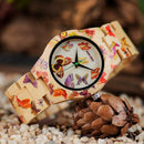 BOBO BIRD 女士木质手表 女士montre femme 竹制表带 蝴蝶彩绘石英表 带木质礼品盒 OEM W-O20