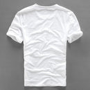 Italy brand linen short sleeve t-shirt men casual loose t shirt mens cartoon embroidery stitching round neck tshirt male camisa